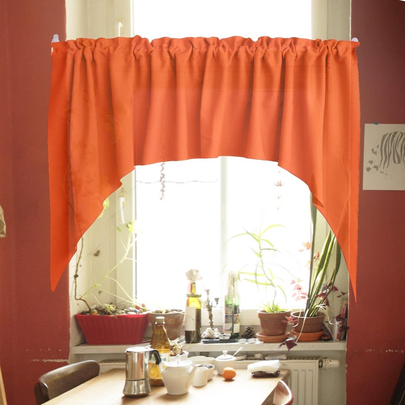 Zen Creative Designs Solid Poplin Swag Window Valance Home Décor Bedroom Nursery Kitchen Window (Orange) - Image 2